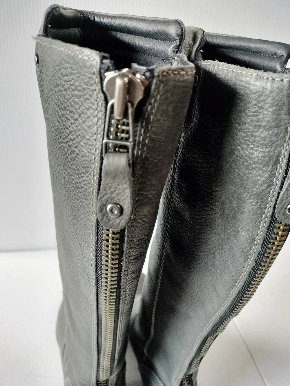 Sorel Danica Classic Tall Womens Leather Charcoal Gray Riding Moto Boots 8 Zip